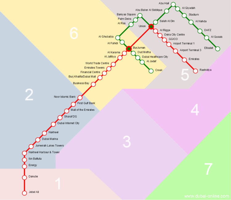 Plan m&eacute;tro Dubai